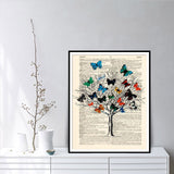 Tree And Colored Butterflies