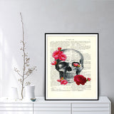 Skull Art And Pink Roses