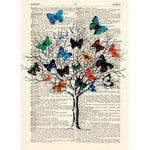 Tree And Colored Butterflies