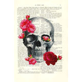Skull Art And Pink Roses