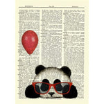 With Glasses Panda And Red Balloon